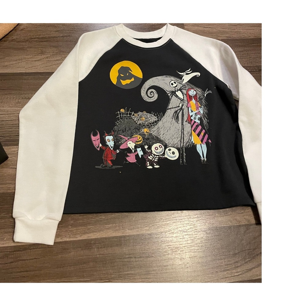 Disney Nightmare Before Christmas Kids XL 14-16 Raglan Sweatshirt Jack Sally